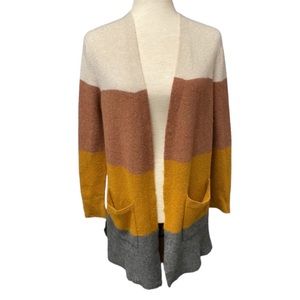 Madewell Color Block Fuzzy Merino Wool and Apaca Blend Knit Cardigan Sweater S